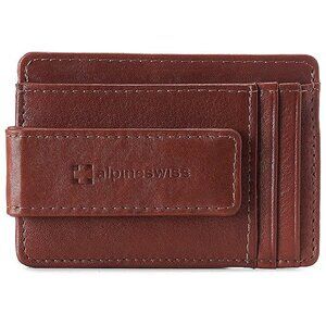 Alpine Swiss Harper Mens RFID Slim Money Clip Front Pocket, Tan